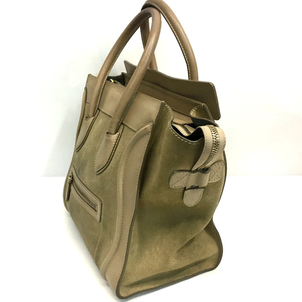 Celine Suede Leather Tote Beige Bag Luggage Shopper Handbag Tan